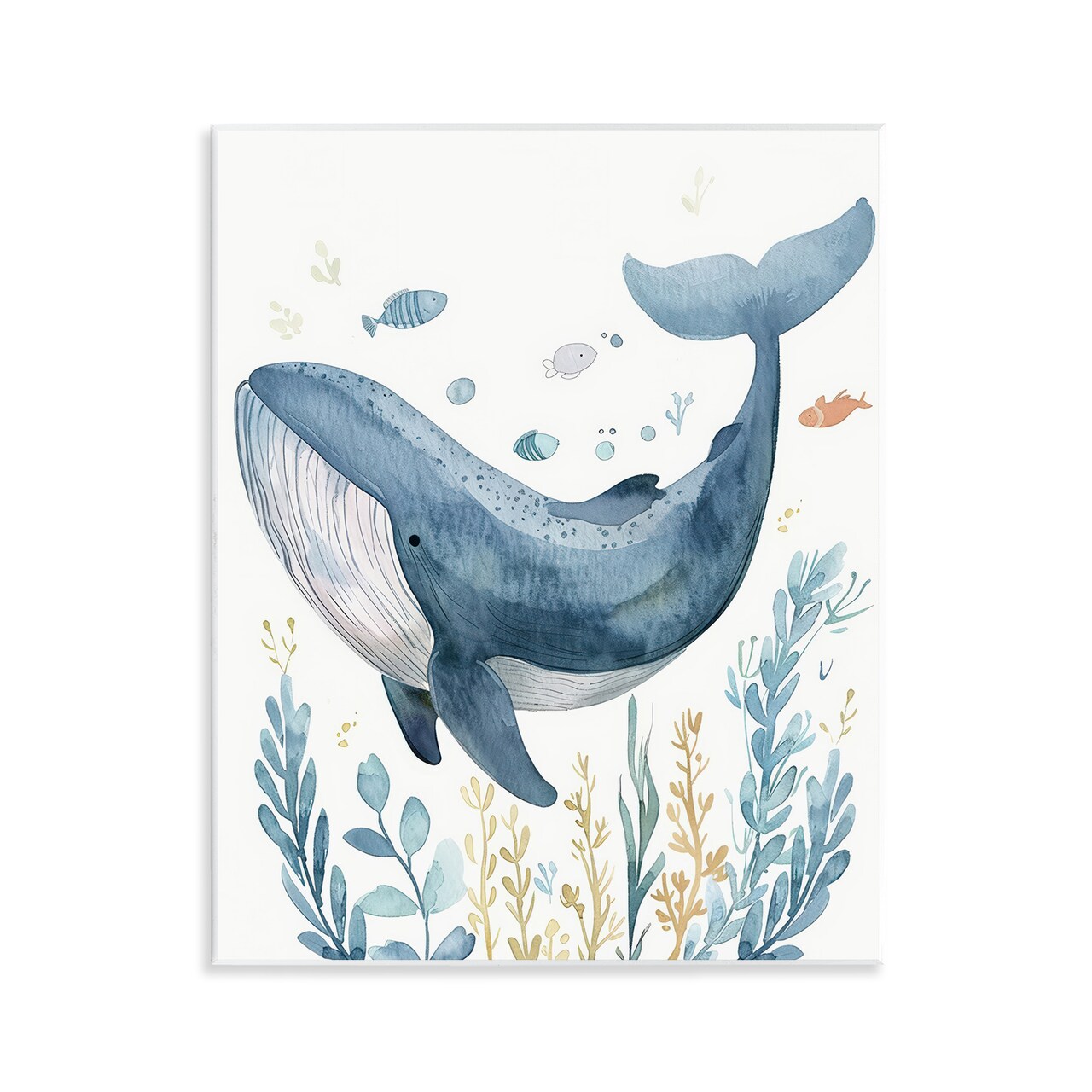 Stupell Industries Curved Blue Whale Wall Plaque Art Design by Franklyn Gregory